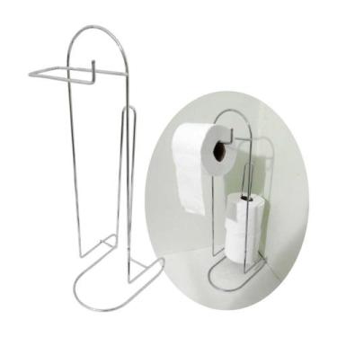 Imagem de Suporte Porta Papel Higiênico De Chão Papeleira Aço Cromado - MV Utili
