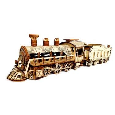 Imagem de Kit de modelo de quebra-cabeça de madeira 3D Express Train para crianç