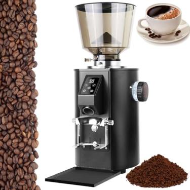 Imagem de Moedor de café, disco de moagem plano ajustável elétrico, 9 níveis de moagem grossa e fina, função de avanço automático, adequado para expresso/gotejamento/infusão a frio/prensa francesa