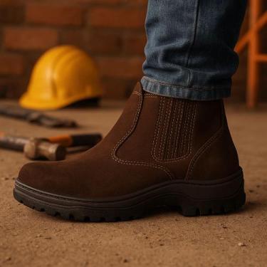 Imagem de Botina Masculina Couro Legítimo Nobuck Trabalho Pesado Confortável Ant