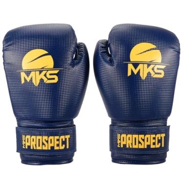Imagem de Luva De Boxe Muay Thai Kickboxing Prospect Azul/Amarelo Mks Combat (16oz)