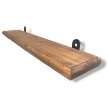 Imagem de Prateleira Madeira 60x15cm Pinus Natural Castanho C/ Suporte Invertido