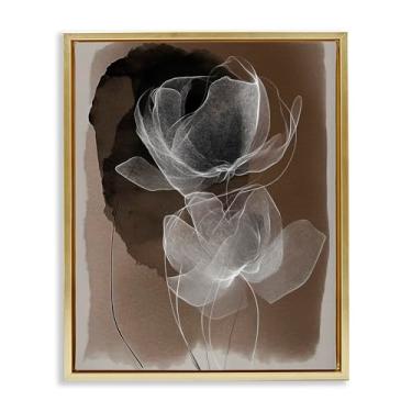 Imagem de Stupell Industries Gossamer Roses on Brown Gold Framed Floater Canvas Wall Art Design por Annabelle Hall, 17 x 21