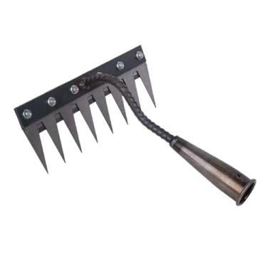 Imagem de Generic Enxada de jardim, ancinho de mão de jardim, metal, ferramenta de capina, ancinho de capina para plantio, cultivo, agricultura, escavação, aração de, 8 Dentes