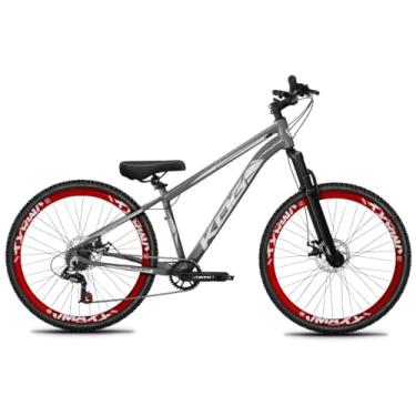 Imagem de Bicicleta Aro 26 KOG 1x7 Freeride – Bike para Grau, Freeride Urbano, Suspensão 80mm, Freios a Disco, 7 Velocidades, Grafite, Adesivo Branco,Vmaxx Vermelho