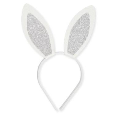 Imagem de Tiara De Coelho Páscoa Eva Com Gliter Prata - Maxiformas