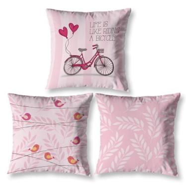 Imagem de Kit 3 Almofadas Cheias 40cm x 40cm Decorativas Estampadas Digital Colo