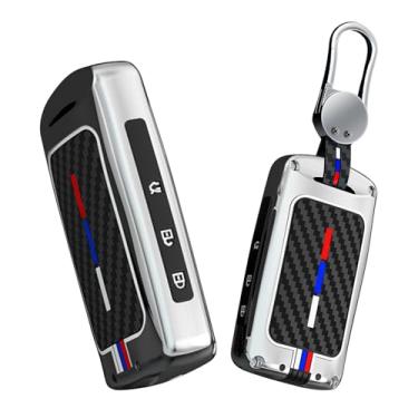 Imagem de HIBEYO Capa de chaveiro adequada para Mazda 3 6 Alexa CX-30 CX-3 CX-5 CX-7 CX-9 CX-4 CX-50 CX-30 2025 2024 2023 Acessórios Liga Fibra de Carbono Textura Smart Remote Auto Key Case-3 Botões Prata