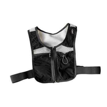 Imagem de simhoa Bolsa de corrida com bolsos para adultos, bolsa de peito respirável para celular, para ciclismo, caminhada, escalada, Preto