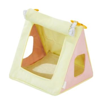 Imagem de WeiLaiKeQi Casa de de pássaro, decoração Habibat, rede suspensa, uso nas quatro estações, respirável, tenda para papagaios, cabana para calopsitas, Amarelo