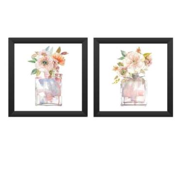 Imagem de Kit 2 Quadros Decorativos Banheiro,toalete,lavabo, Flor 1 (Preto)