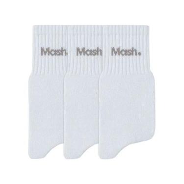 Imagem de Kit 3 Pares Meia Mash Esportiva Masculina Cano Curto 202.05, Branco, 3