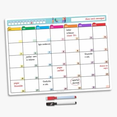 Imagem de Mega Lousa Planner Magnético Para Geladeira e Superfície Metálica Com 2 Canetas Com Ímã - Recados Anotações Lembrete Agenda