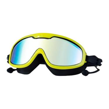 Imagem de Deevoka Óculos de natação, óculos de natação, de profissionais da moda para adultos, de piscina com ampla visão para mergulho com snorkel em piscina ao ar, Amarelo Preto