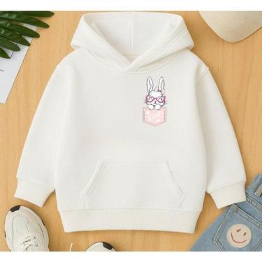 Imagem de Moletom Canguru Infantil Feminino Estampa Coelha no Bolsinho Blusa De 
