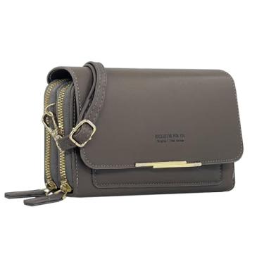 Imagem de Esimileeya Bolsas transversais compactas para mulheres, bolsas de mão modernas, bolsas de mão para mulheres, carteira de celular feminina, bolsa de ombro, Cinza claro