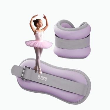 Imagem de Pesos infantis de tornozelo e pulso – Conjunto de pesos de perna de 0,3 KG/0,5 kg, enchimento confortável de areia de ferro, alças ajustáveis para dança, fitness e treinamento de força - ideal para