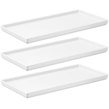 Imagem de Jogo 3 Pratos 27x13cm Brancos Uno Coza Plástico Servir Bandejas Decorativas