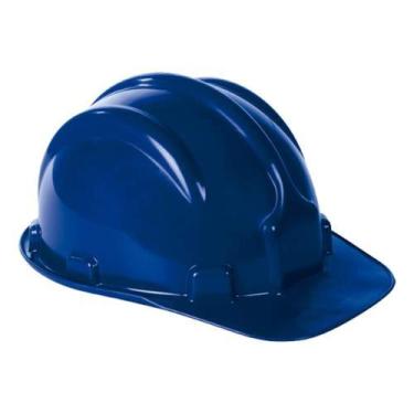 Imagem de Capacete Azul Escuro com Carneira e Aba Frontal - Polietileno - C.A 12