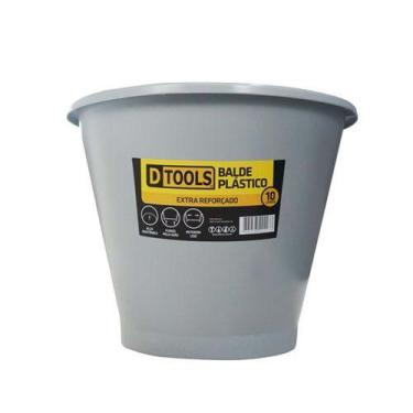 Imagem de Balde Plástico Extra Reforçado 10 Litros Cinza - DTOOLS