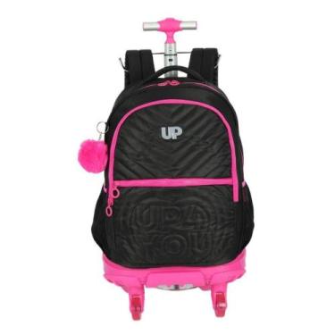 Imagem de Mochila De Carrinho Escolar Inf Up4you Preto Rodinha 360 PRETO/ROSA CL