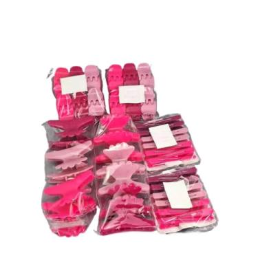 Imagem de kit 60 acessórios de piranha bico de pato presilha salão tridente prendedor de cabelo (Rosa)