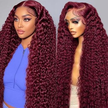 Imagem de Perucas frontais de renda Estilar Burgundy Deep Wave 28" 200% de densi