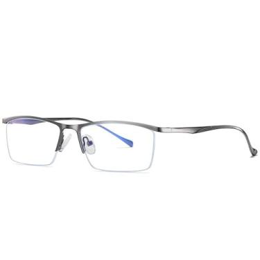 Imagem de Óculos de bloqueio masculinos, armação de metal, sem aro, óculos de grau, arma, tamanho único