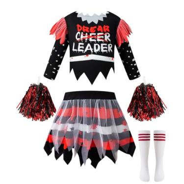 Imagem de Nwnip Conjunto de saia curta de manga comprida para meninas (preto, 7-8 anos)