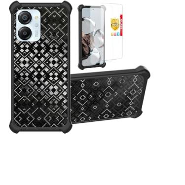 Imagem de Aroepurt Capa para celular Oscal Modern 8 compatível com Blackview Color 8 capa com suporte [com 2 películas de vidro temperado] Capa híbrida [mudança de forma multidirecional 3D] preta