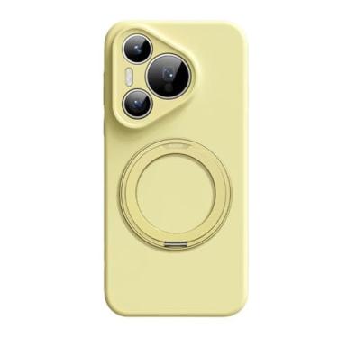 Imagem de LTLMYDAM Capa ultrafina para Huawei Pura 70 Ultra/70 Pro/70 Pro+/70, proteção de lente com tudo incluído, capa de telefone de silicone líquido, com revestimento de fibra de anel, amarelo, 70 Pro