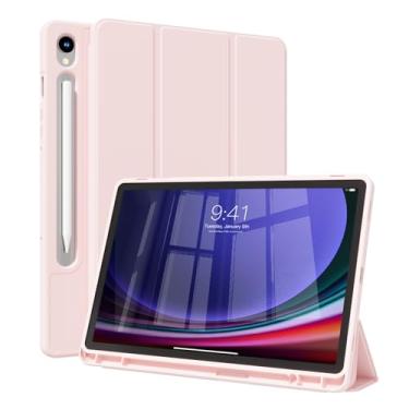 Imagem de KVTVOU Capa para Samsung Galaxy Tab S9 (11 polegadas, 2023) com suporte para S Pen, capa protetora inteligente fina com três dobras e capa traseira de TPU macio, suporta carregamento S Pen e despertar