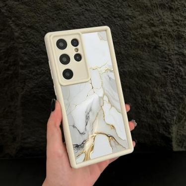 Imagem de YOGISU Capa de TPU macio com padrão de mármore retrô para Samsung A56 (para Samsung A56/Branco 048)