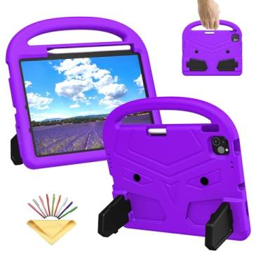 Imagem de UUcovers Capa infantil para iPad Air de 11 polegadas M2 (2024) com suporte para lápis/suporte/alça leve, fofa e macia, espuma vinílica acetinada, à prova de choque, capa para iPad Air 6ª geração,