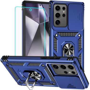 Imagem de HNHYGETE Capa para Samsung Galaxy S24 Ultra com protetor de tela: [Teste de queda de grau militar de 6 metros] Capa protetora para celular à prova de choque para Galaxy S24 Ultra (azul)