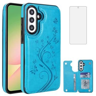 Imagem de Asuwish Capa de telefone para Samsung Galaxy A56 5G com protetor de tela de vidro temperado e suporte de cartão carteira suporte flip acessórios de celular de couro A 56 56A LTE SM-A566V mulheres