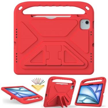 Imagem de UUcovers Capa infantil para iPad Air de 11 polegadas M2 2024 Air 6ª geração e iPad Pro de 11 polegadas M4 2024 (5ª geração) com alça/suporte/porta-lápis/suporte, resistente, à prova de choque, linda