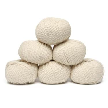 Imagem de Conjunto de 6 novelos de lã de alpaca 100% bebê, peso volumoso, feito no Peru, macio e perfeito para tricô e crochê (marfim, volumoso - 6 novelos)