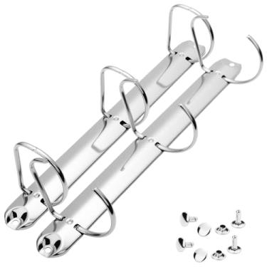 Imagem de Homakover 2 peças de caderno de metal tamanho carta 3 anéis, 3 anéis D, kit de substituição, fichários de folhas soltas, pentes para planejadores DIY (prata, 50 mm)