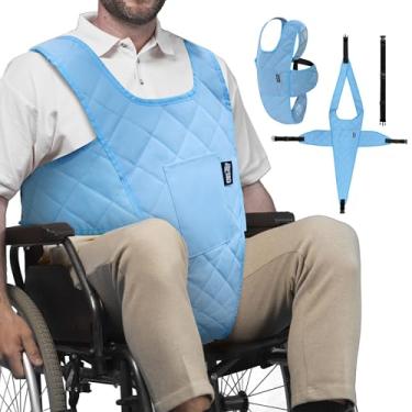 Imagem de MDSTOP Cinto de segurança para cadeira de rodas, cinto de segurança antiderrapante para cadeira de rodas, arnês para cadeira de rodas com fivela segura ajustável, tiras de restrição médica para idosos