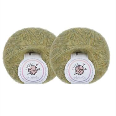 Imagem de NICEEC 2 novelos de fio de mohair macio, fofo e felpudo, luxuoso e fino, fio de mistura de lã para crochê e tricô, total de 2 ml × 2, 328 m × 2 - grama