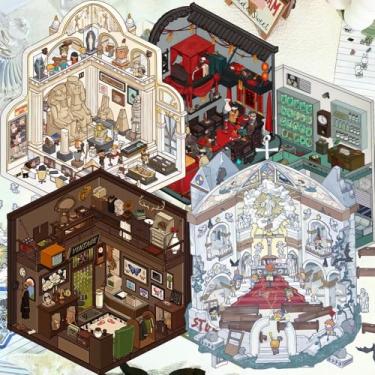 Imagem de 5 conjuntos de adesivos de casa 3D DIY para adultos e adolescentes - casamento chinês, negócios retrô, agência de detetives, cenas hospitalares, desenho animado criativo passa o tempo para alívio do