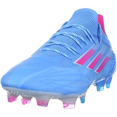 Imagem de adidas Tênis de futebol masculino Adizero Scorch, Sky Rush/Team Shock Pink/Cloud White-Blue, 14 Women/13 Men