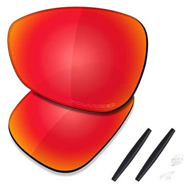 Imagem de SAUCER Lentes de reposição premium e kits de borracha para óculos de sol Oakley Crosshair 1.0 (2005) de alta definição - vermelho fogo polarizado