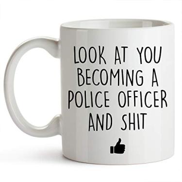 Imagem de YouNique Designs Police Coffee Cup 325 ml Academia de Polícia Presentes de Formatura Presentes de Policial
