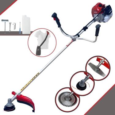 Imagem de Roçadeira Podador de Grama BCJ431-L Kawashima À Gasolina 2 Tempos 43cc 1,7HP Alta Rotação Completo Com Carretel Nylon + Faca 2 Pontas + Faca 40 Dentes