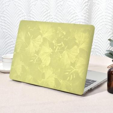 Imagem de Seorsok Compatível com MacBook Pro 33.0 cm Case M2 2023,2022,2021-2016 A2338 M1 A2251 A2289 A2159 A1989 A1708 A1706, Elegante Ginkgo Leaves&Palm Leave Couro Plástico Capa Rígida Capa de teclado, verde