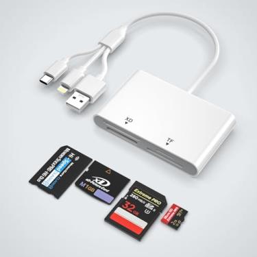 Imagem de Adaptador Memory Stick Pro Duo para iPhone/Android/PC, leitor de cartão de imagem 4 em 1 SD/TF/MS/XD, leitor de cartão de memória Lightning/USB/USB-C OTG adaptador, Memory Stick Pro Duo Reader para