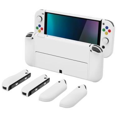 Imagem de PlayVital AlterGrips Protective Slim Case for Nintendo Switch OLED, Ergonomic Grip Cover for Joycon, Dockable Hard Shell for Switch OLED w/Thumb Grip Caps & Button Caps - White