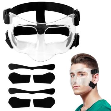 Imagem de NQEUEPN Protetor Nasal Para Nariz Quebrado, Facial Ajustável, Respirável, Transparente, De Máscara Esportiva Com Acolchoamento, Adultos, Adolescentes, Basquete, Futebol, Acessórios